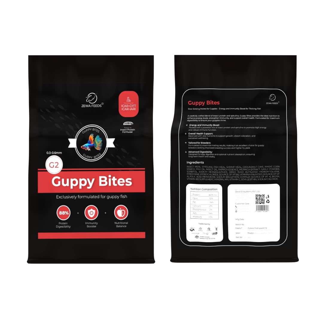 Guppy Bites 1KG | High Protein Fish Food for Guppy & Small Fish