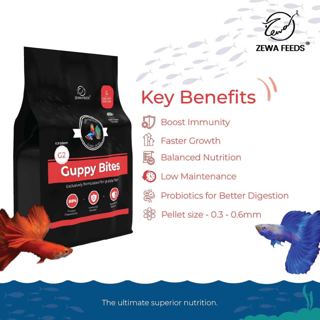 Guppy Bites 1KG | High Protein Fish Food for Guppy & Small Fish