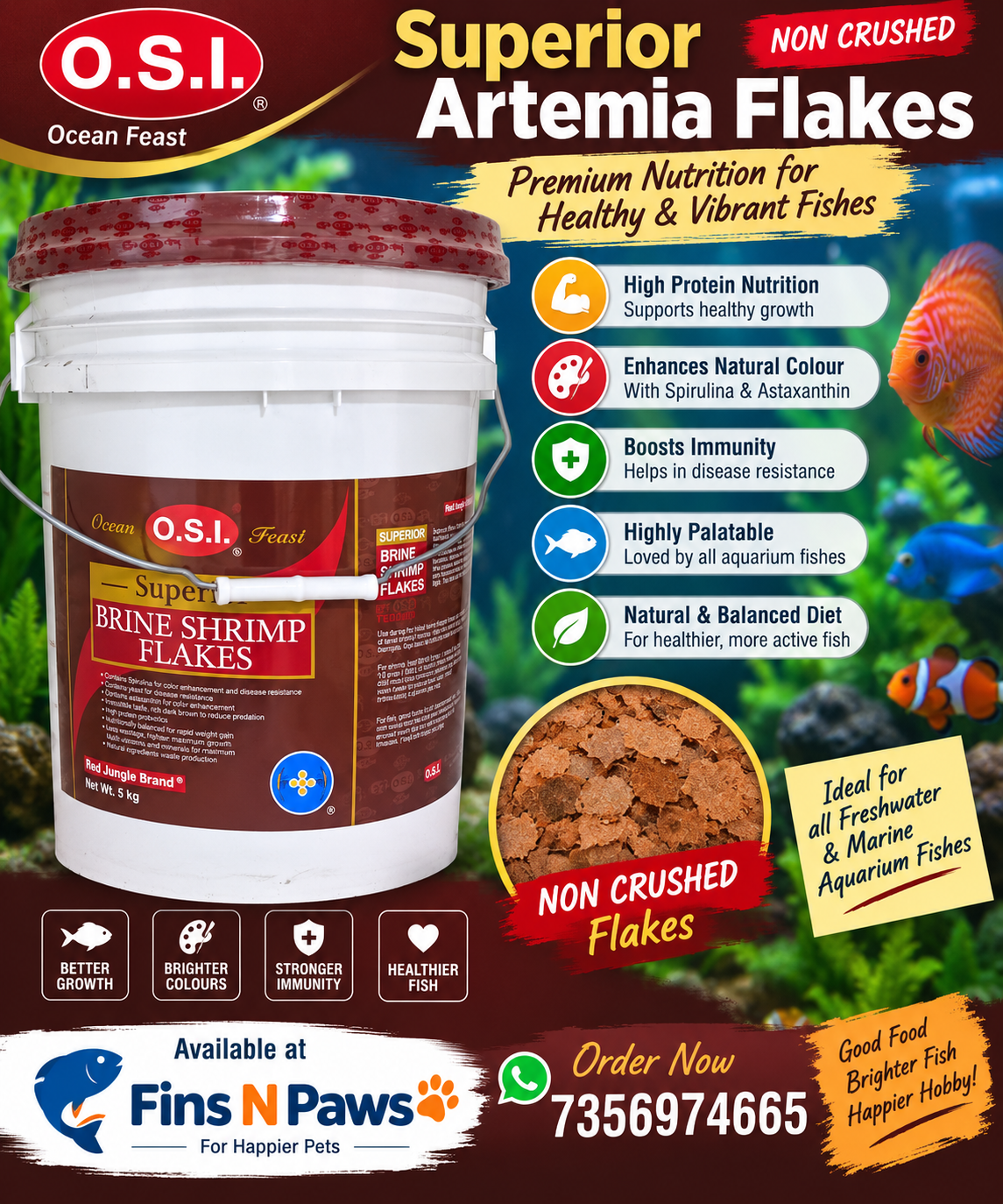 Artemia Flakes O.S.I Non Crushed 100g